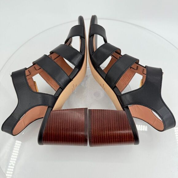 Cole Haan Womens Josie Fisherman Sandals Black Leather Caged Block Heel 10B - Picture 10 of 14